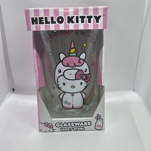 Hello Kitty Pink and White Glassware 16oz NIB
